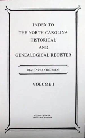 Index to NC Historical & Genealogical Register