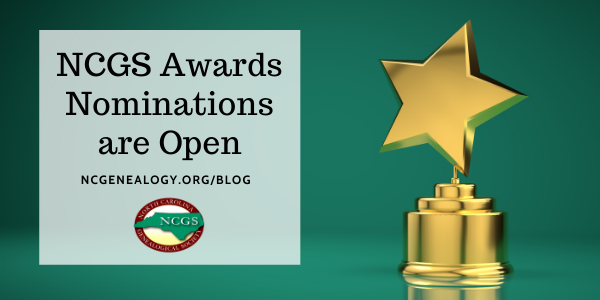 Green background with a shiny gold star trophy. Text: NCGS Awards Nominations are Open