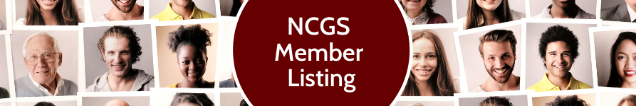 Text: NCGS Member Listing. Image: collage of headshots of men & women of diverse backgrounds